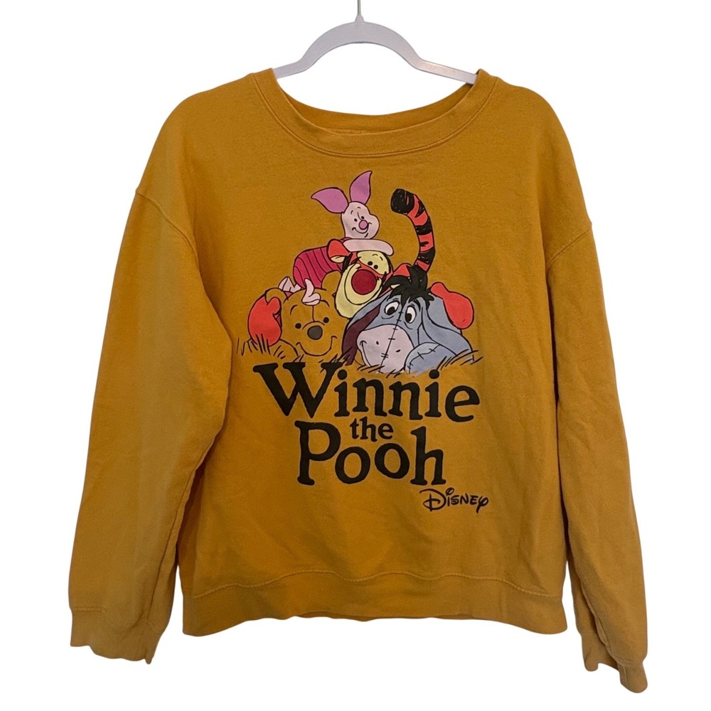 Disney Winnie the Pooh Sweatshirt‎ Mustard Yellow Cottagecore Coquette L (11-13)